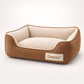 Ovarau™ Caramel Ribbed Bolster Dog Bed front view