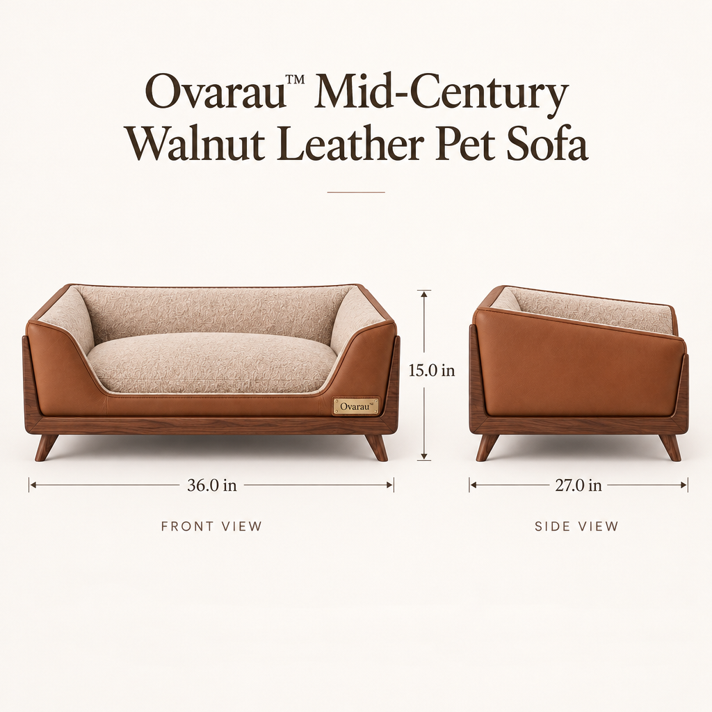 Ovarau™ Mid-Century Chestnut Pet Sofa view 2
