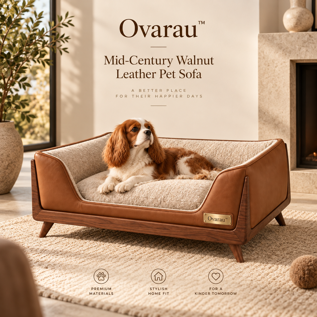 Ovarau™ Mid-Century Chestnut Pet Sofa view 3