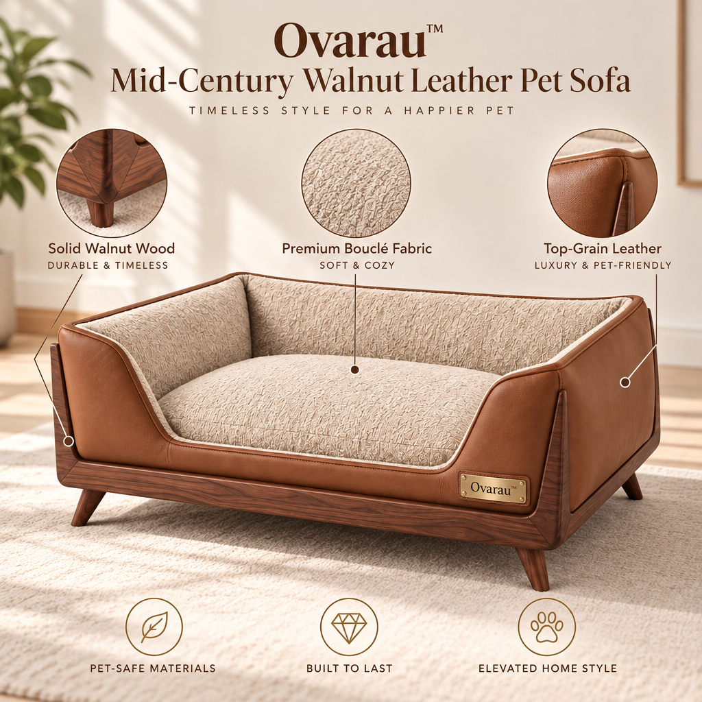 Ovarau™ Mid-Century Chestnut Pet Sofa view 5