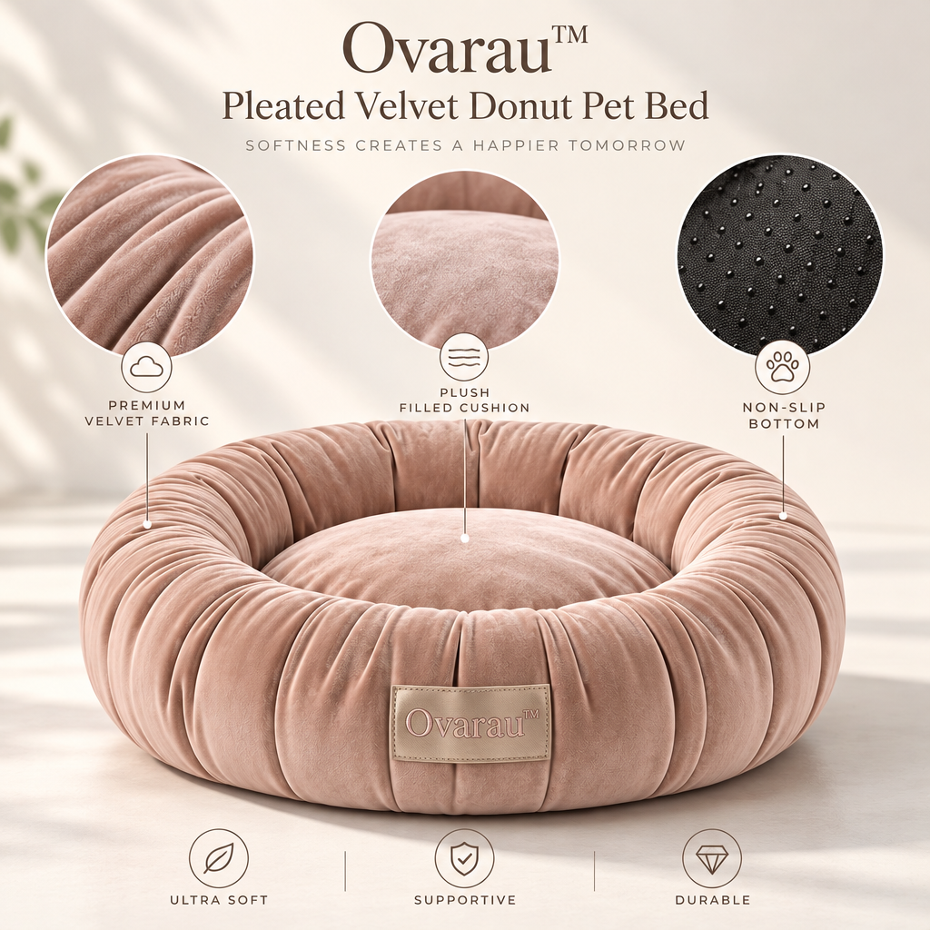 Ovarau™ Rose Pleat Donut Pet Bed view 4