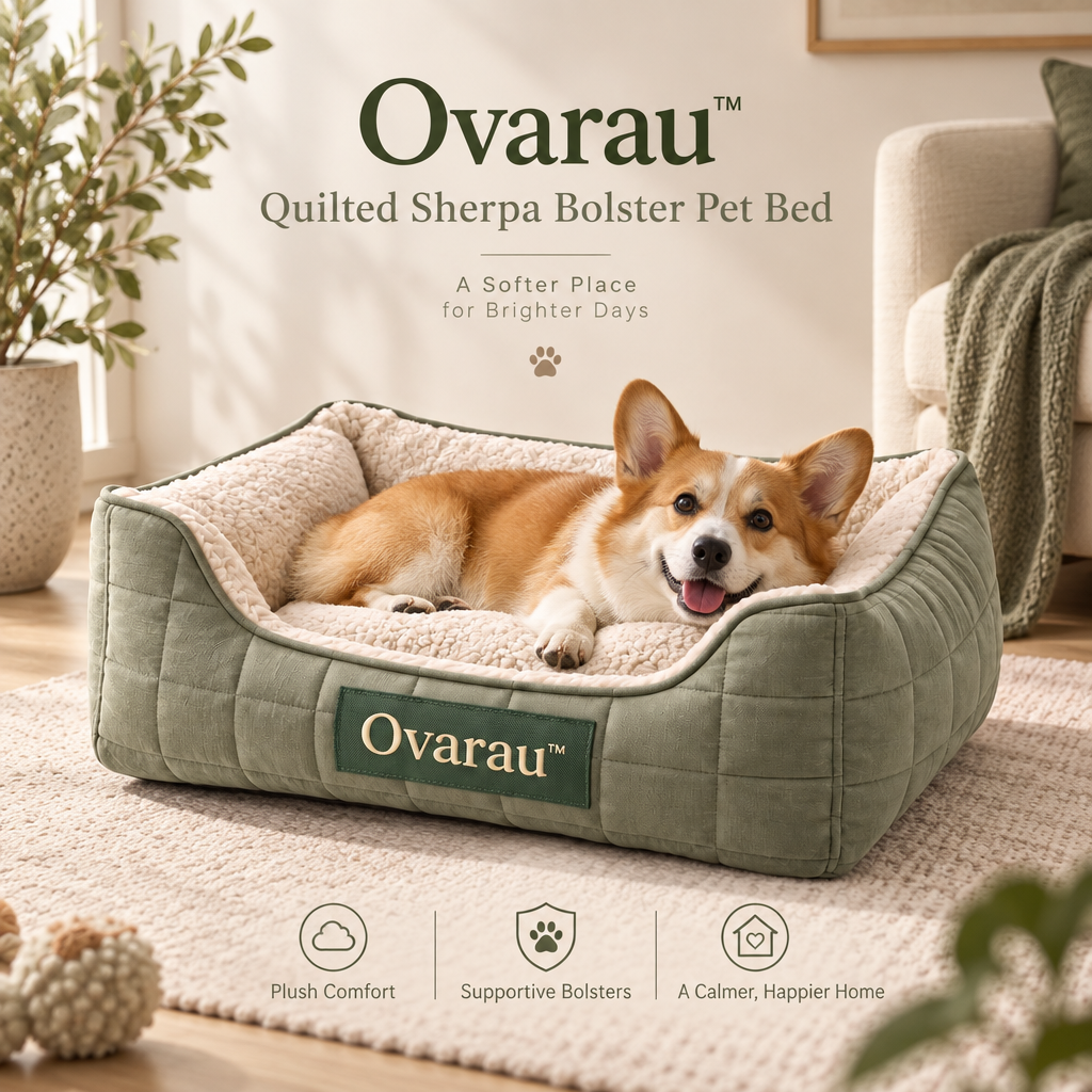 Ovarau™ Olive Stitch Bolster Pet Bed view 2