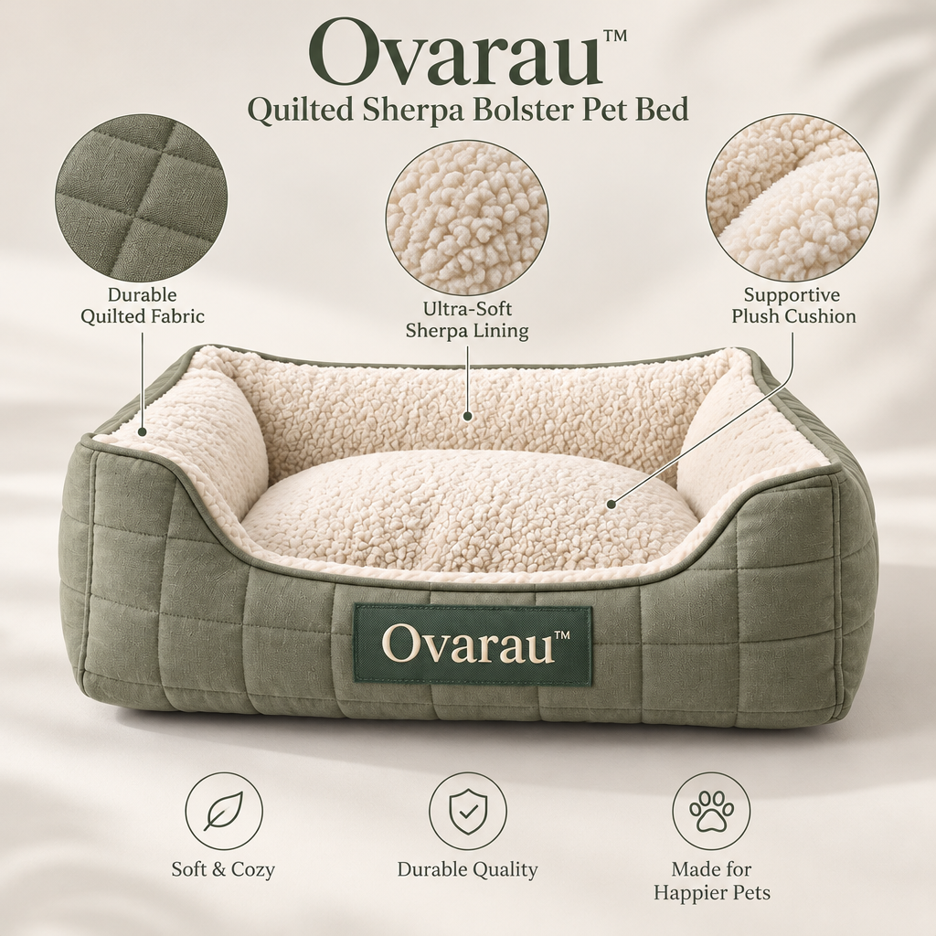 Ovarau™ Olive Stitch Bolster Pet Bed view 4