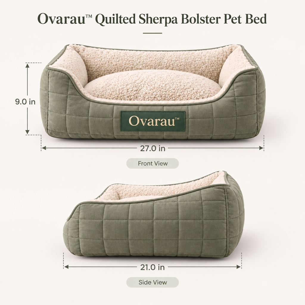 Ovarau™ Olive Stitch Bolster Pet Bed view 5