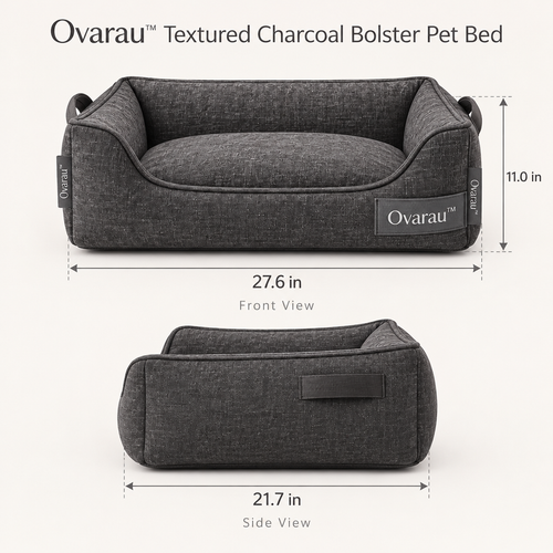 Ovarau™ Charcoal Retreat Bolster Pet Bed view 2