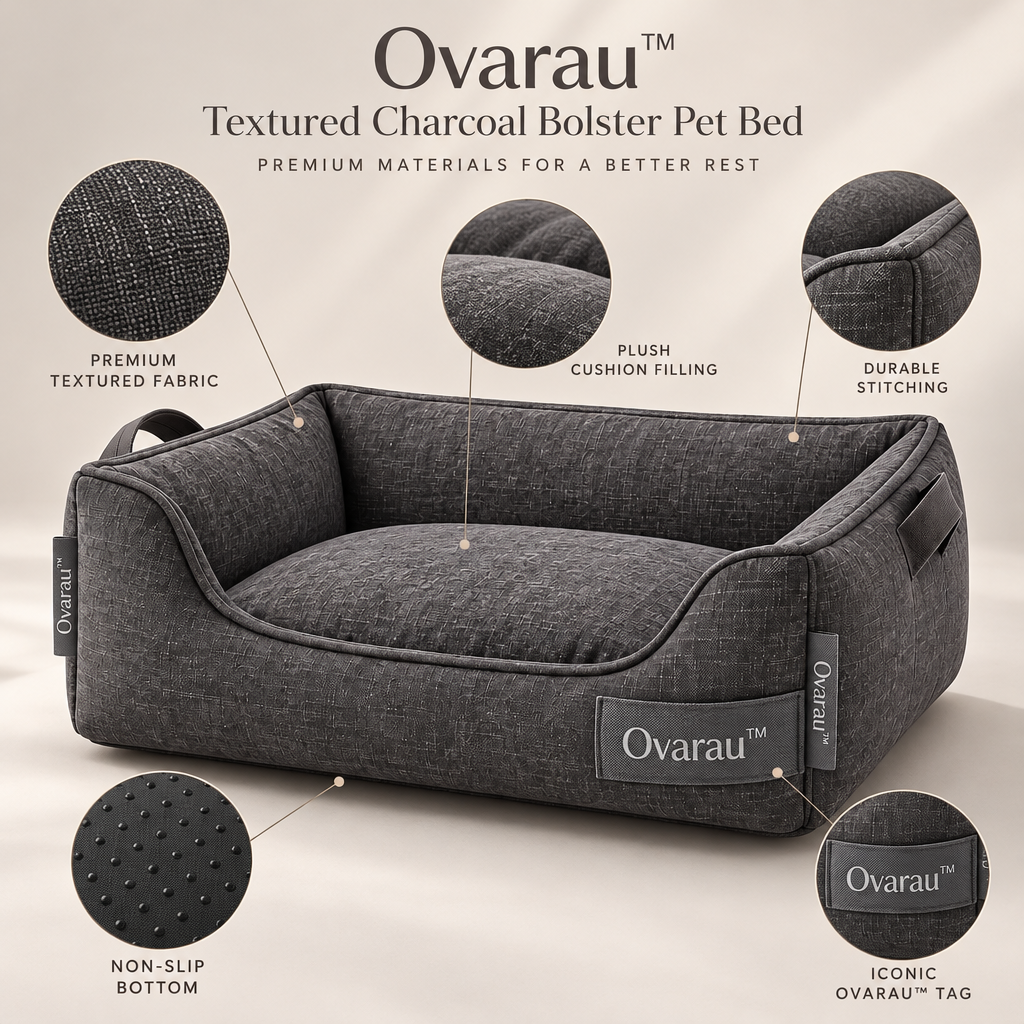 Ovarau™ Charcoal Retreat Bolster Pet Bed view 5