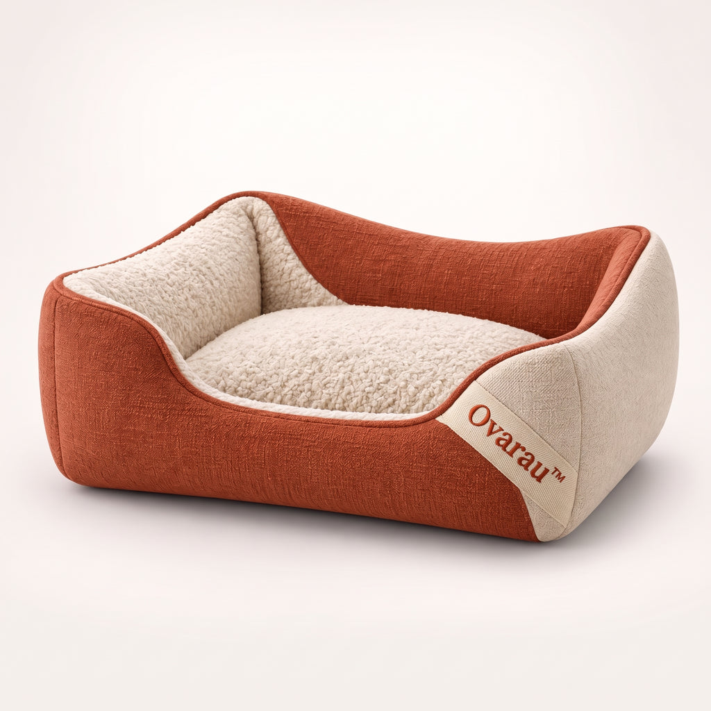 Ovarau™ Terracotta Wave Colorblock Pet Bed view 1