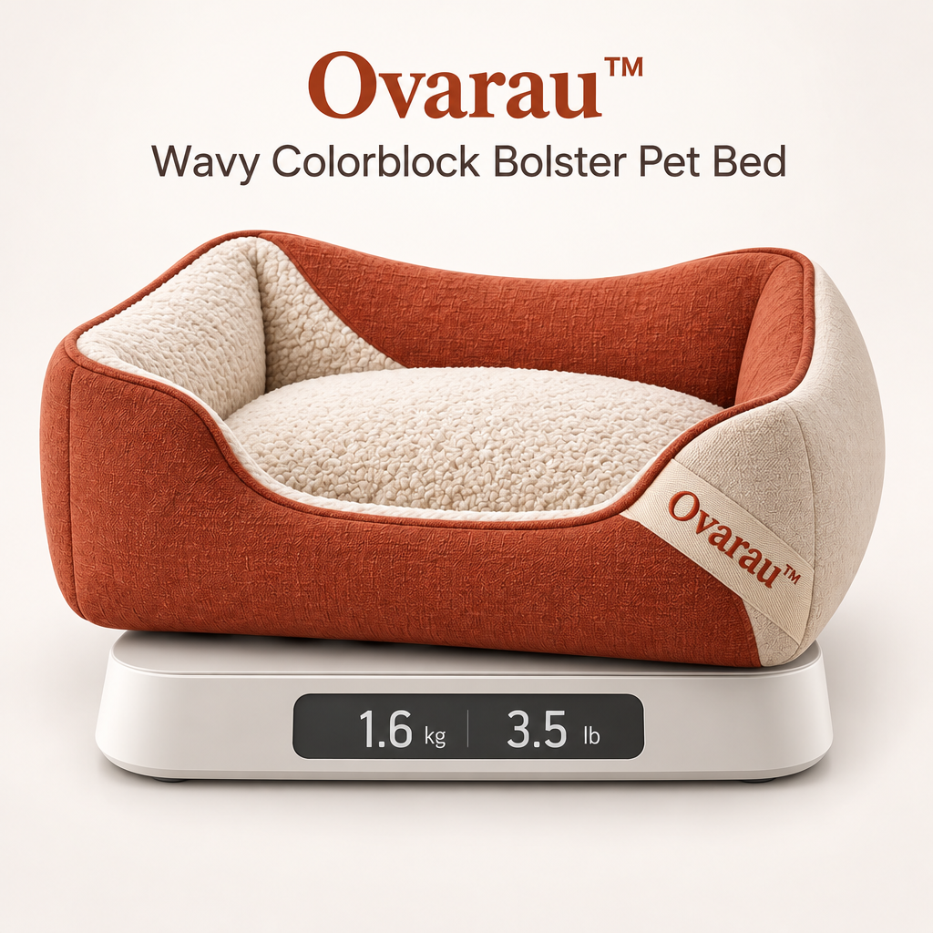 Ovarau™ Terracotta Wave Colorblock Pet Bed view 2