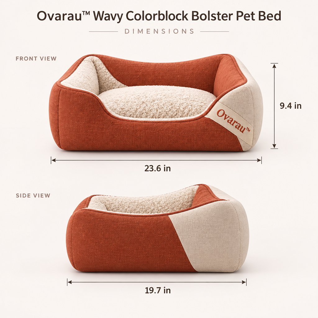 Ovarau™ Terracotta Wave Colorblock Pet Bed view 3